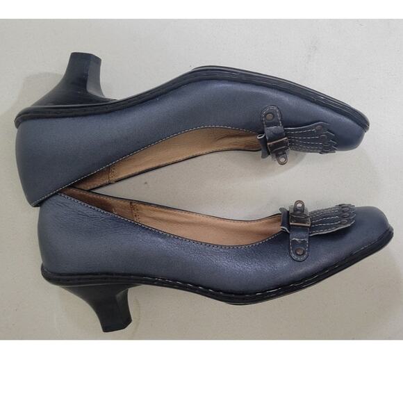 Sofft Shoes Womens Size 7N Leather Blue 2Kitten Heel Peasant Boho Modern Shoes - Picture 4 of 9
